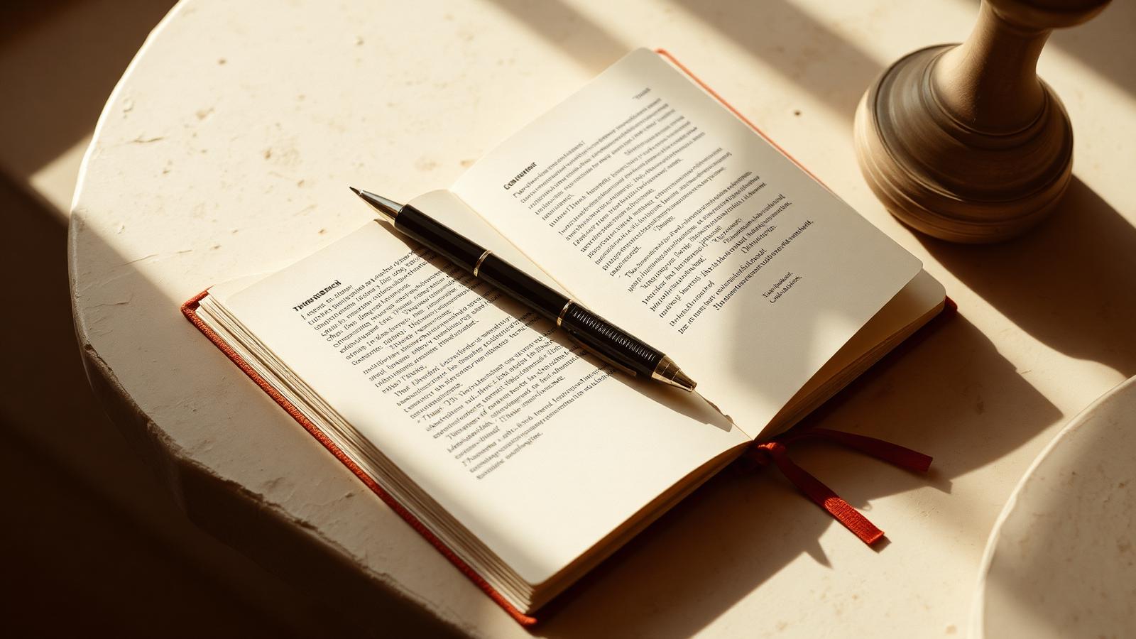 A printed volume resting on a table.